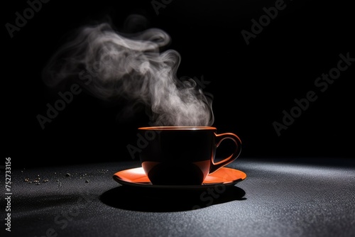  a cup of steaming hot drink releases fragrant steam, offering a comforting respite from the darkness.