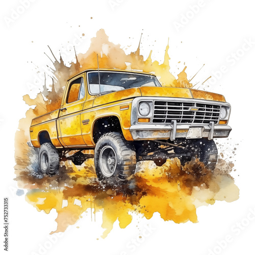 Pickup truck, pastel watercolor