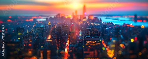 Vibrant cityscape dissolves into a captivating blurred tapestry of hues and illumination. Concept Cityscape Photography, Urban Landscapes, Colorful Lights, Blurred Abstract, Vibrant City Views