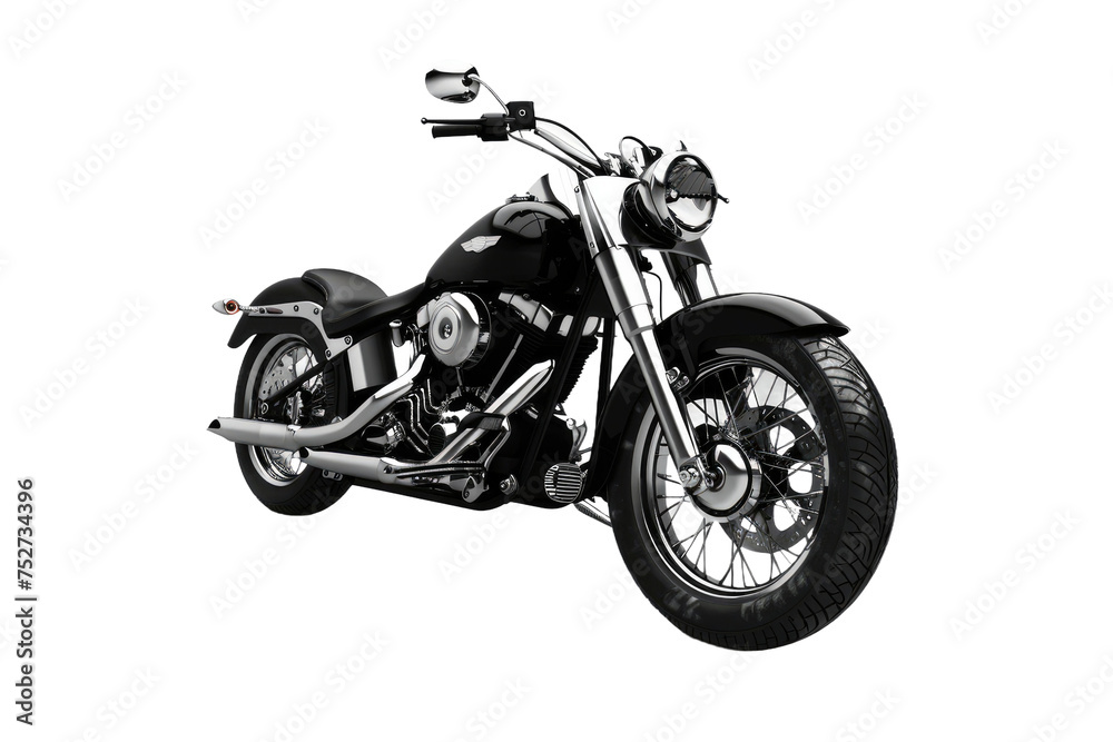 Sleek Black Motorbike Isolated On Transparent Background