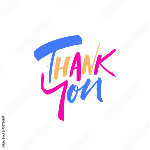 Thank you phrase. Color vector text modern typography font.