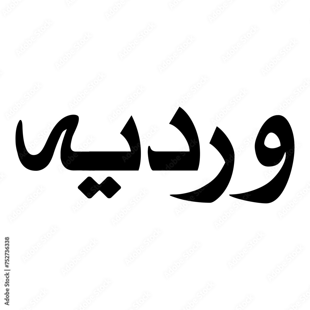Fototapeta premium Wardiyyah Muslim Girls Name Naskh Font Arabic Calligraphy