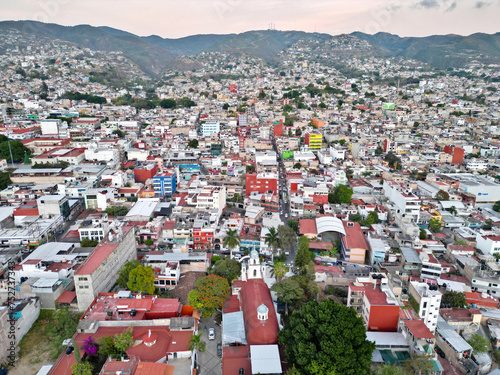 Horizontal aerial shot displaying the residential landscapes and colorful districts within Chilpancingo photo