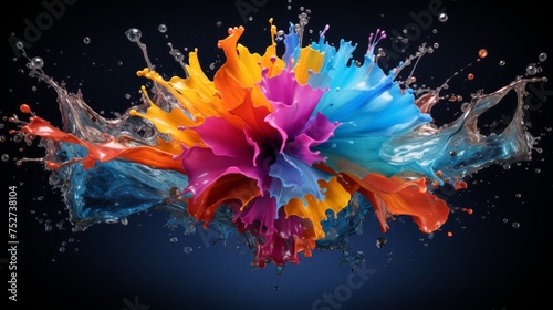 Spectrum of water splashes creating a colorful fan in the air  vibrant and lively