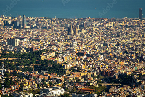 Panoramic overlook of Barcelona, Spain