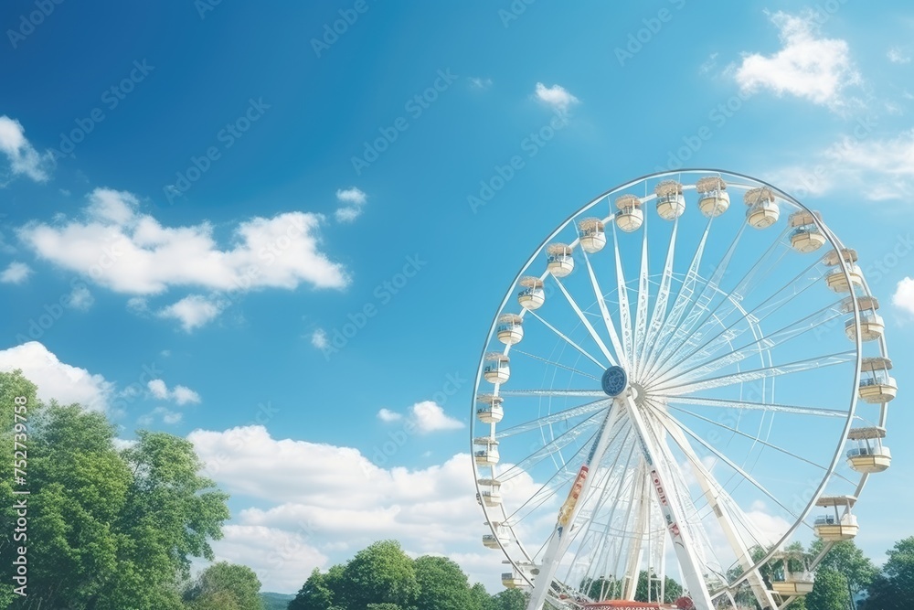 Colorful Ferris wheel of the amusement park, Ferris wheel in the park, Ferris wheel on blue sky background in the park, Ai generated Colorful Ferris wheel of the amusement park, Ferris wheel in the park, Ferris wheel on blue sky background in the park, Ai generated