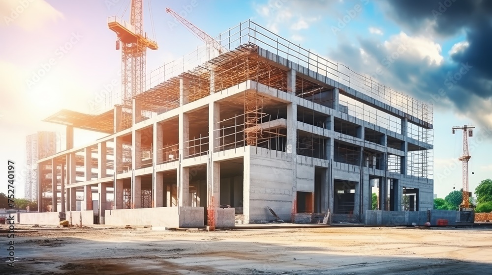 Modern concrete and steel building construction site Modern concrete and steel building construction site