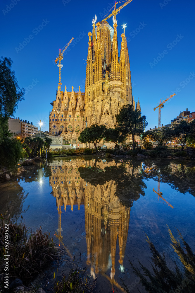 The famous Sagrada Familia in Barcelona during the blue hour The famous Sagrada Familia in Barcelona during the blue hour