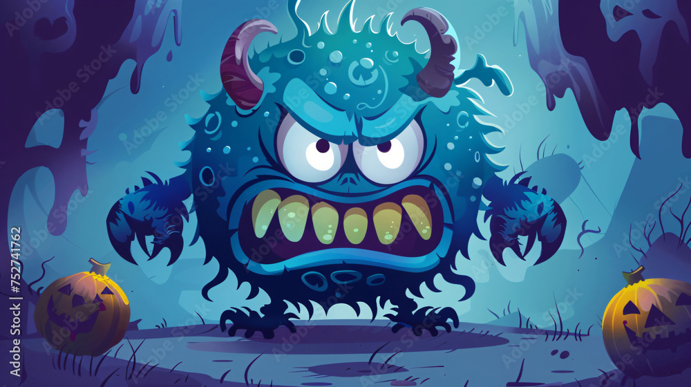 Cartoon angry monster