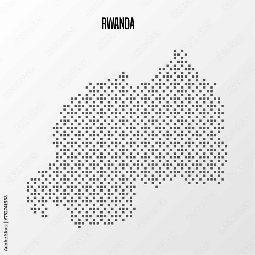 Abstract halftone Rwanda map isolated on white background. Vector illustration
