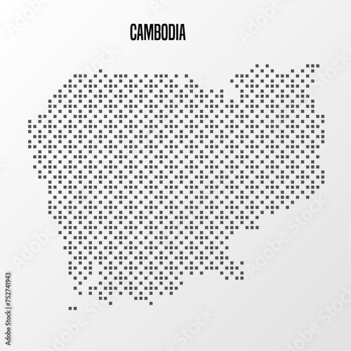 Abstract halftone Cambodia map isolated on white background. Vector illustration