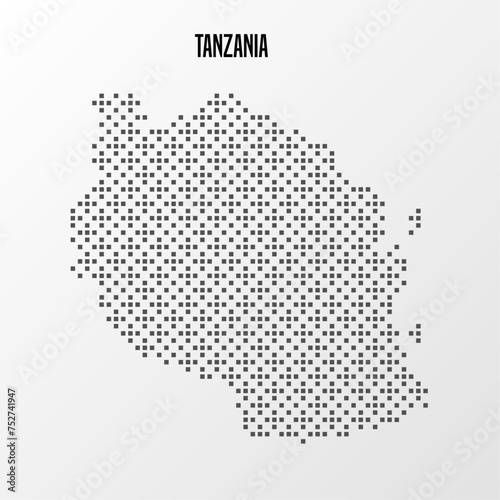 Abstract halftone Tanzania map isolated on white background. Vector illustration
