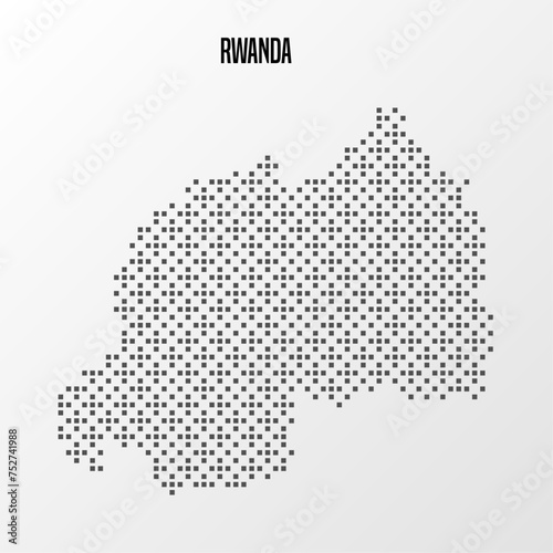 Abstract halftone Rwanda map isolated on white background. Vector illustration