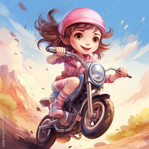 pastel watercolor cartoon pictures little boy driving a motorcycle