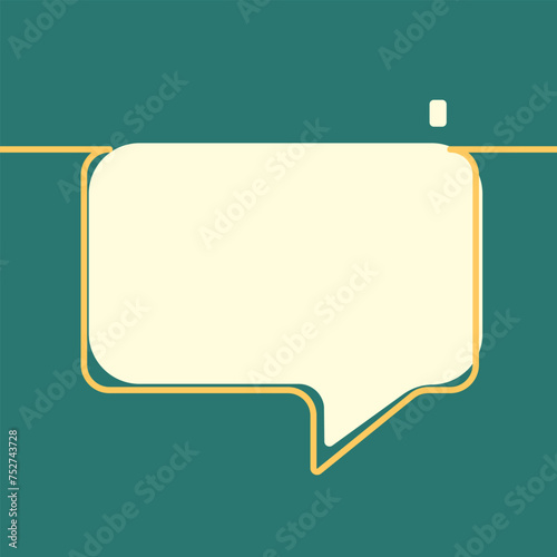 Rectangle speech bubble made of one line and large minimal color palette yellow and opal green, vector minimalist banner design with copy space for text