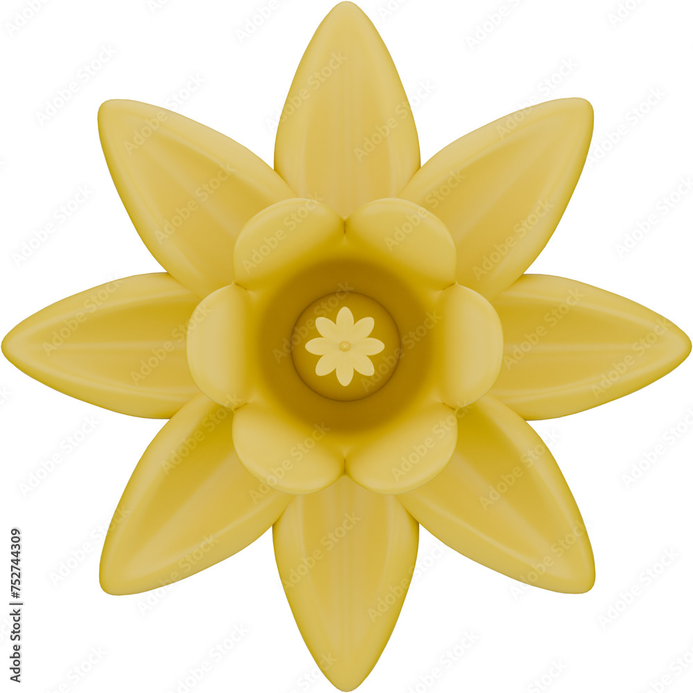 3d daffodil flower. Front view 3d render illustration with spring season theme. 3d daffodil flower. Front view 3d render illustration with spring season theme.