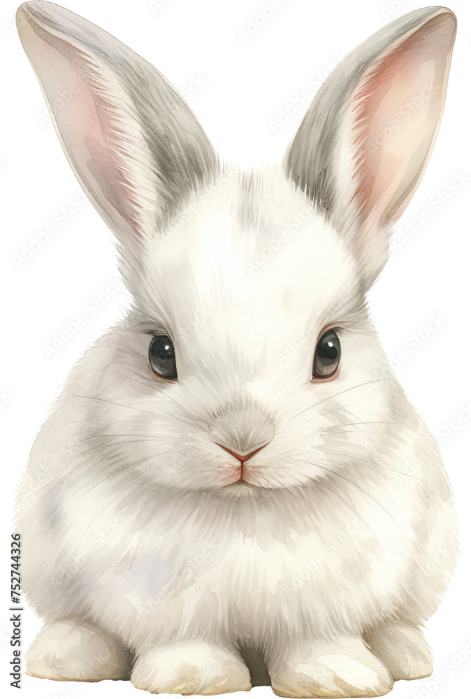 Cute rabbit isolated on transparent background. PNG