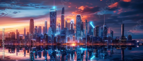 A futuristic cityscape symbolizing wealth and prosperity