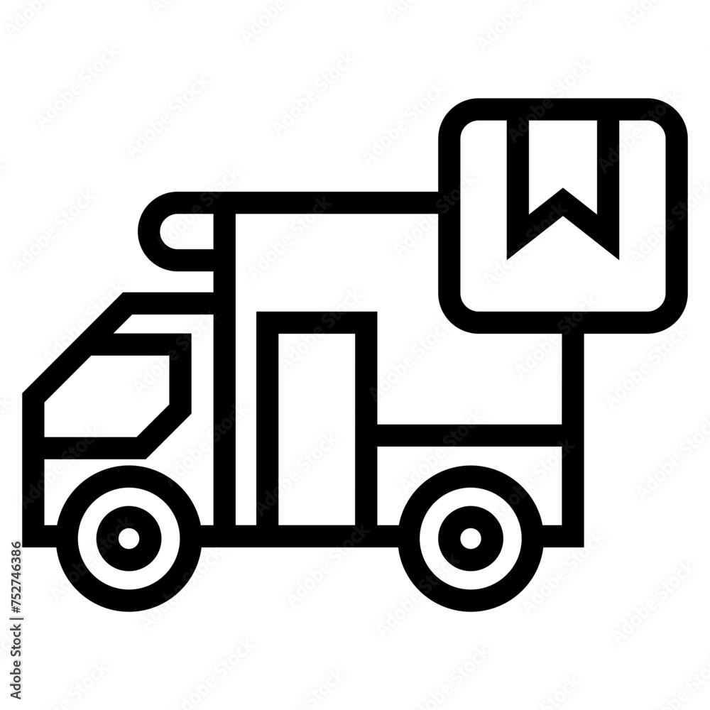 Fast moving shipping delivery truck  vector icon for transportation apps and websites.
