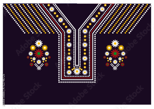 Geometric traditional  ethnics oriental pattern. Floral necklines embroidery design for  woman fashion, clothing, wrapping, wallpaper and background