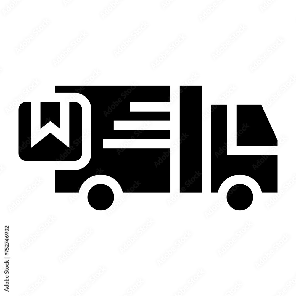 Fast moving shipping delivery truck  vector icon for transportation apps and websites.