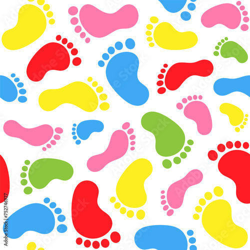 Seamless pattern with human footprints. People feet symbol vector illustration