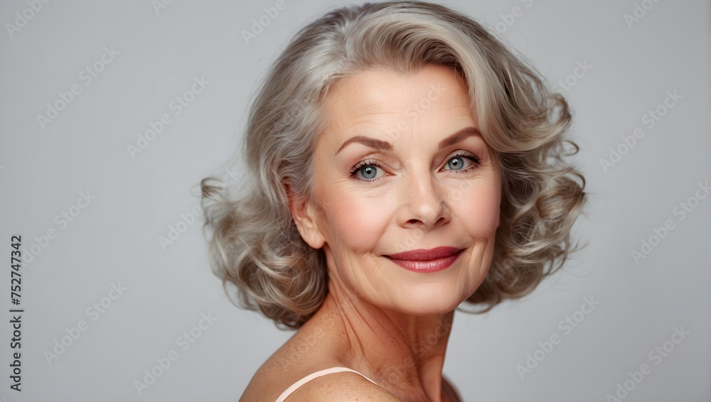 beautiful 50s mid aged mature woman isolated on white background. skin care beauty, skincare cosmetics concept beautiful 50s mid aged mature woman isolated on white background. skin care beauty, skincare cosmetics concept