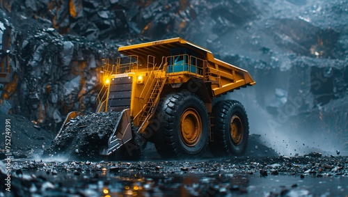 Robust mining operation, extracting valuable resources, machinery in action, raw power