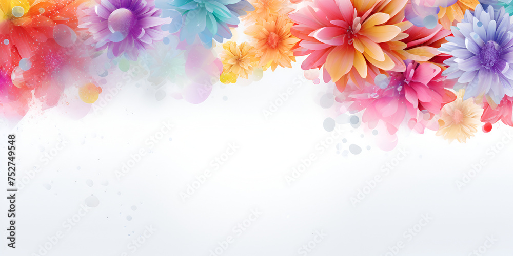 Floral frame watercolor illustration on white background with space to type a massage

