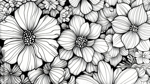 Perfect coloring book of pleasing doodle flowers
