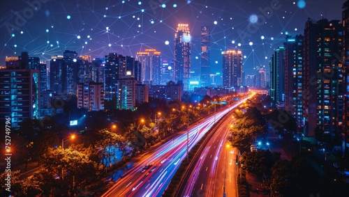 Smart city infrastructure, interconnected systems, efficient urban living, technology integration