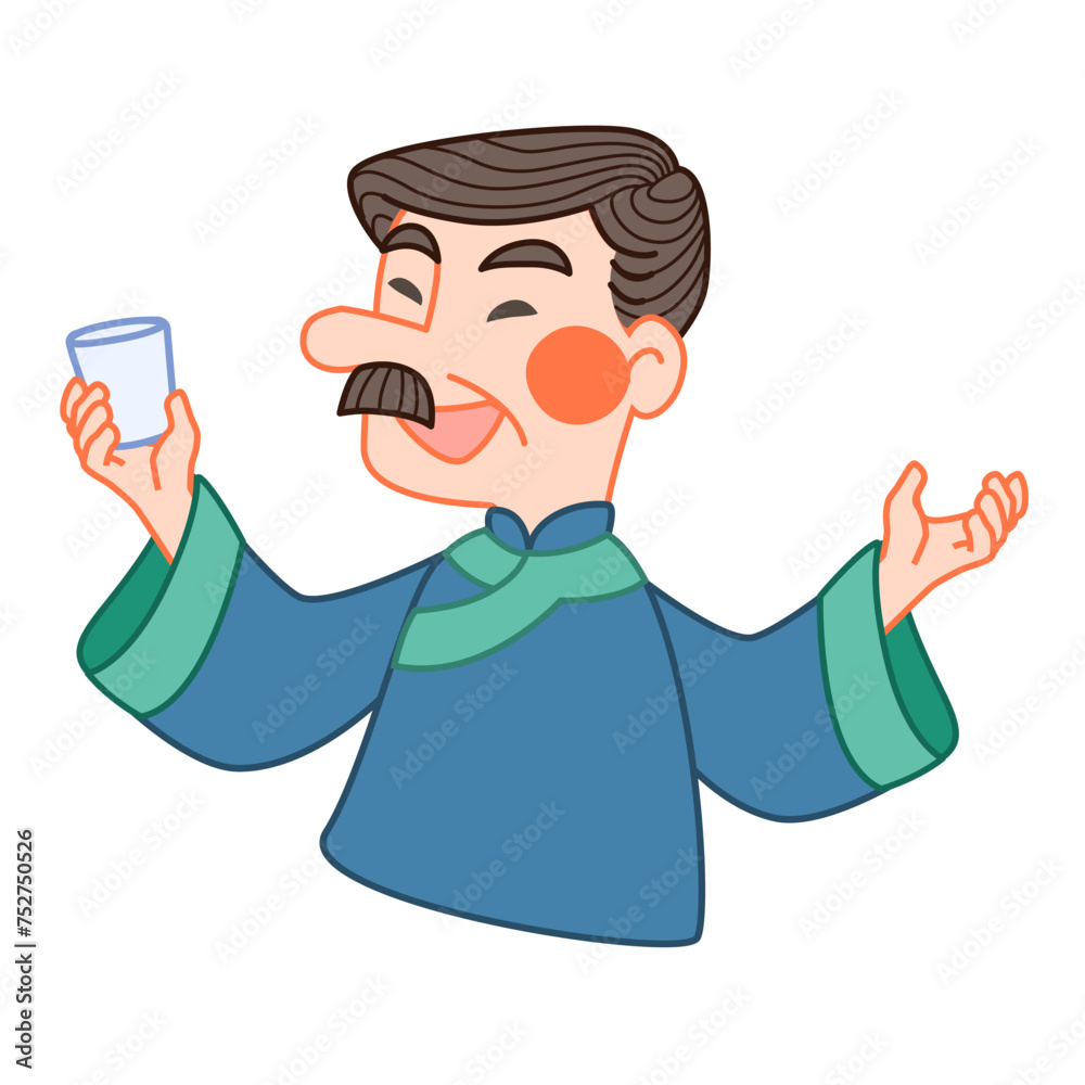 Chinese man with drinking glass