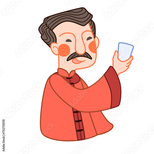 Chinese man with drinking glass