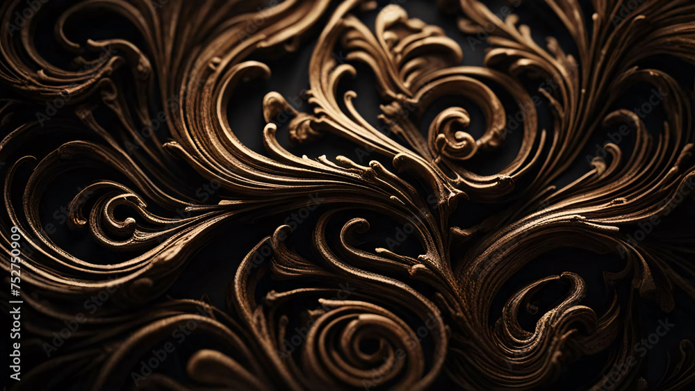 Elegant swirls texture rich baroque pattern background. Generative AI. Elegant swirls texture rich baroque pattern background. Generative AI.
