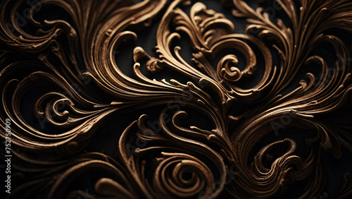 Elegant swirls texture rich baroque pattern background. Generative AI.