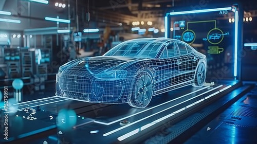 Advancements in Artificial Intelligence and Machine Learning are transforming to automotive car assembly plant, car manufacturing process photo