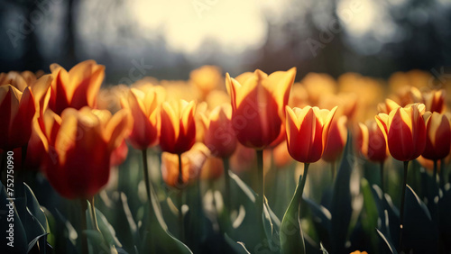 Beautiful bouquet of tulips. colorful tulips. tulips in spring,colourful tulip. Generative AI.