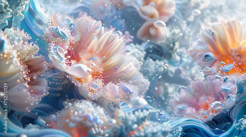 Underwater Marvel, Vibrant Coral Reef and Tropical Fish, Natures Aquatic Palette of Colors and Textures