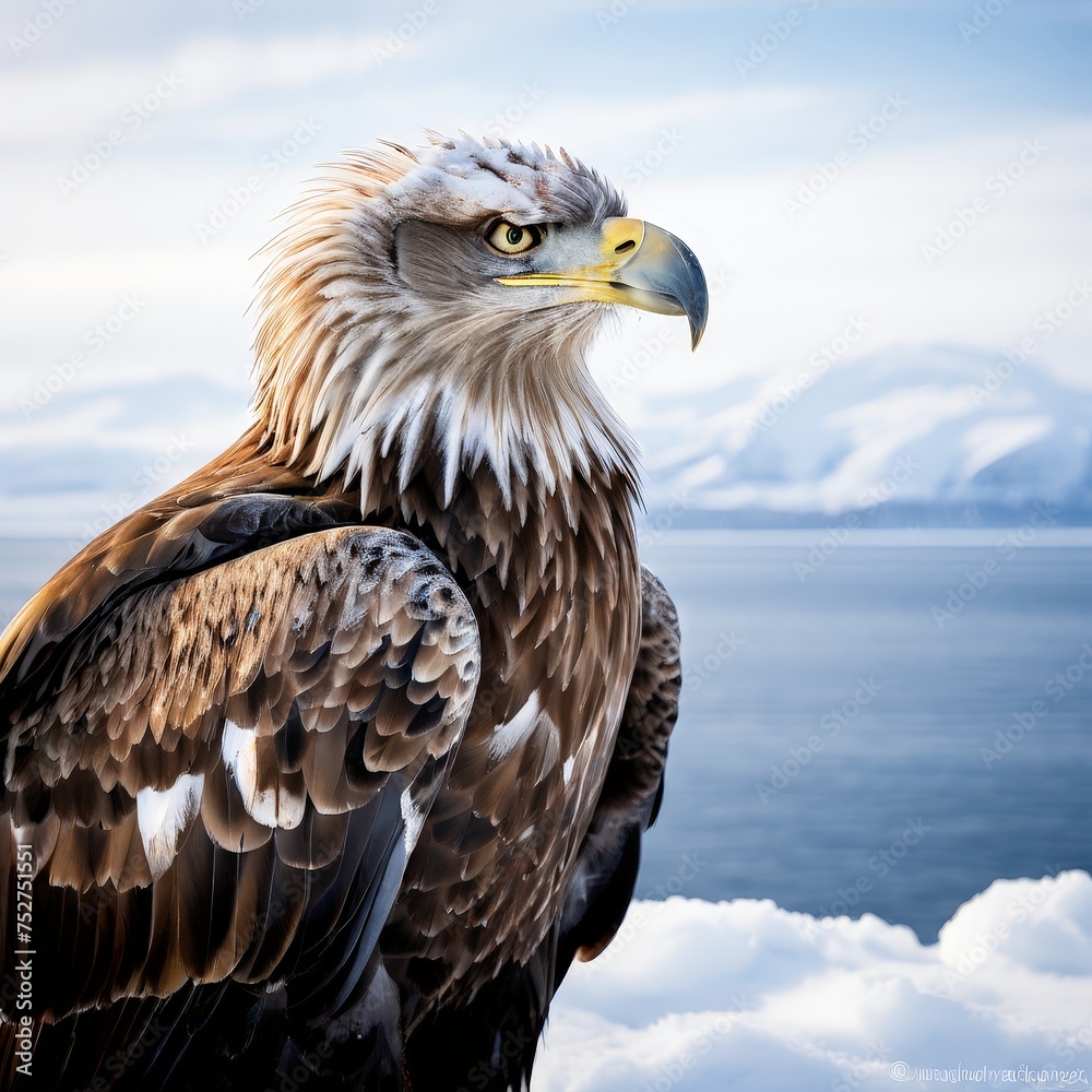 Majesticreal eagle at the top of the mountain generative IA Majesticreal eagle at the top of the mountain generative IA