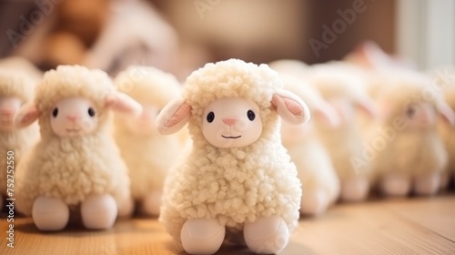 Cute sheep plush toy, closeup. © vlntn