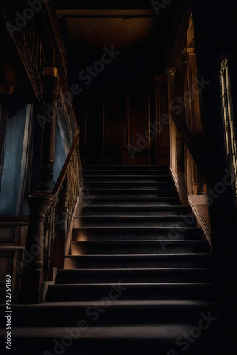 interior of an old mansion with a staircase