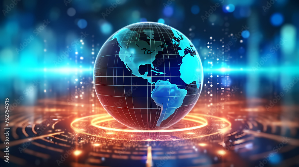 Glowing digital earth on futuristic interface Glowing digital earth on futuristic interface