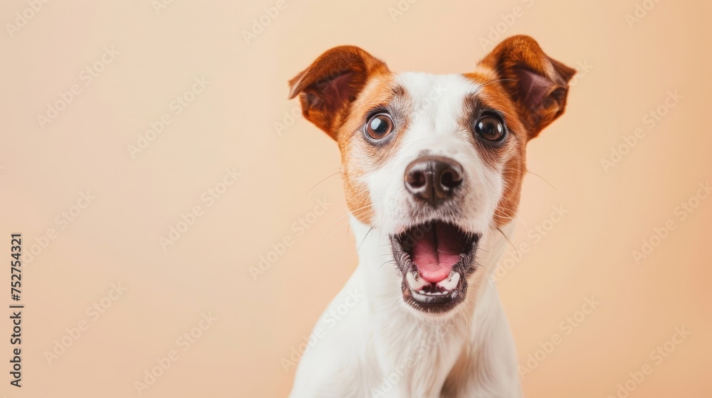 cute jack russel terrier dog with a funny shocked expression isolated on studio background cute jack russel terrier dog with a funny shocked expression isolated on studio background