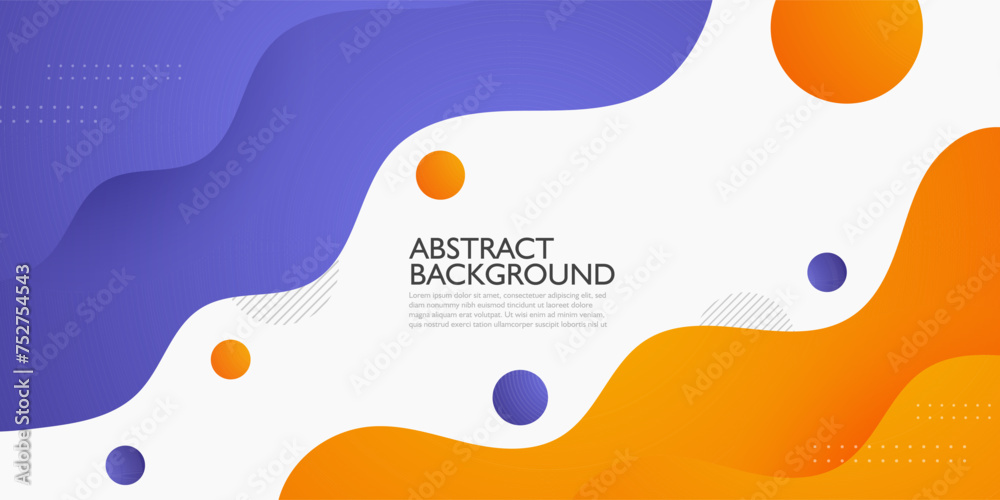 Purple and orange geometric business banner design. Creative banner design with wave shapes and lines for template. Simple horizontal banner. Eps10 vector
