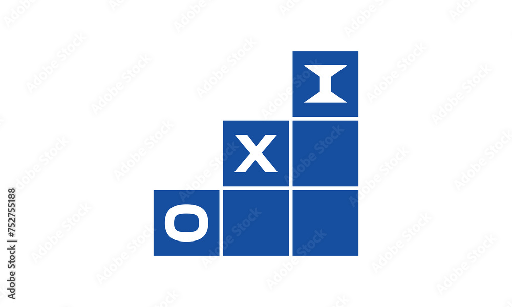 OXI initial letter financial logo design vector template. economics, growth, meter, range,  profit, loan, graph, finance, benefits, economic, increase, arrow up, grade, grew up, topper, company, scale
