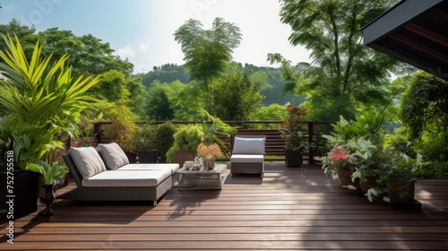 Relaxing area on wooden deck and terrace © Media Srock