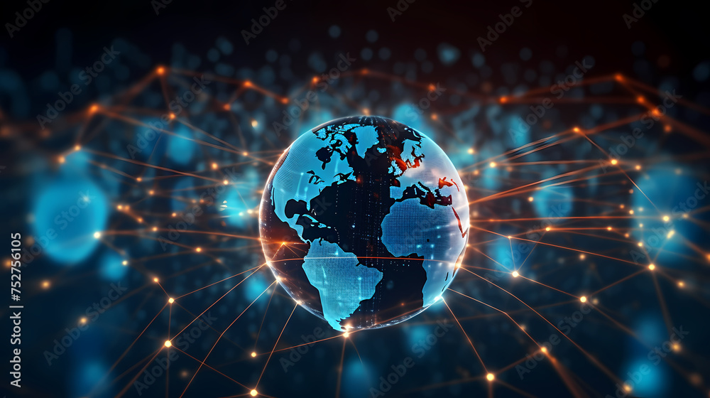 Glowing digital earth on futuristic interface Glowing digital earth on futuristic interface