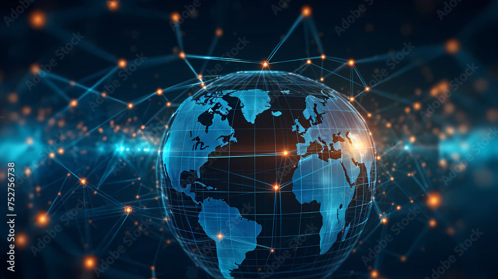 Glowing digital earth on futuristic interface Glowing digital earth on futuristic interface