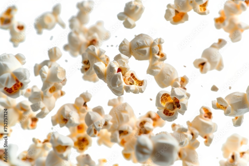 Flying popcorn on a white background. AI generative Flying popcorn on a white background. AI generative