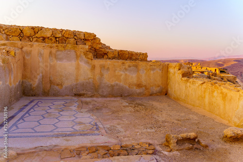 Northern Palace ruins in the Masada Fortress photo
